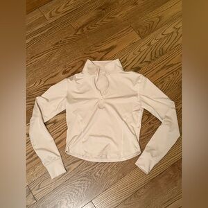 Beige Cropped Quarter-Zip Active Top – Size S